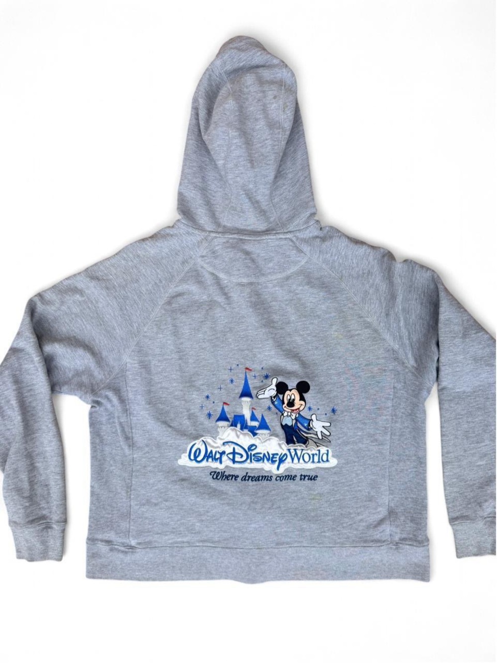 Disney Gray Zip Up Hoodie with Mickey Castle Graphic